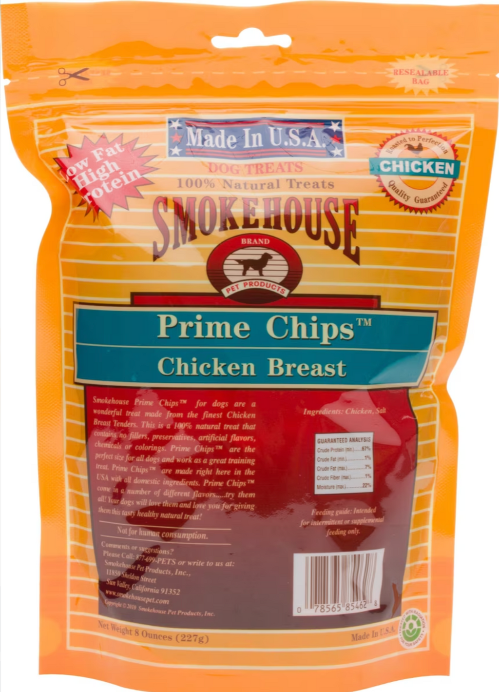 Smokehouse USA Chicken Breast Prime Chips Dog Treats, 8-oz bag